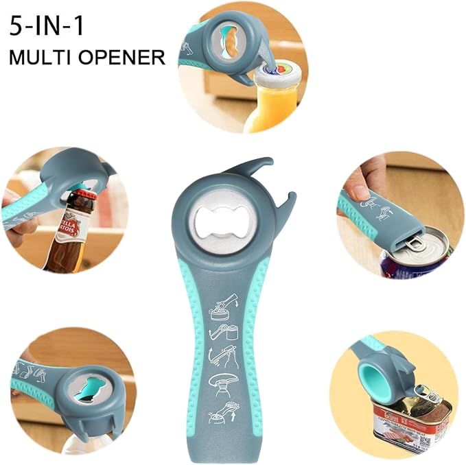 Jar Opener, 5 in 1 Multi Function Can Opener Bottle Opener Kit - Image 3