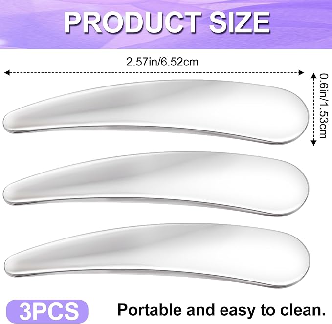 Pndeyo 3pcs Mini Stainless Steel Makeup Spatula, Reusable Cosmetic Cream - Image 2