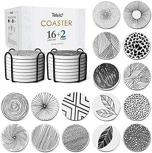 Absorbing Stone Coasters for Drinks Cork Base, with 2 Holder, for