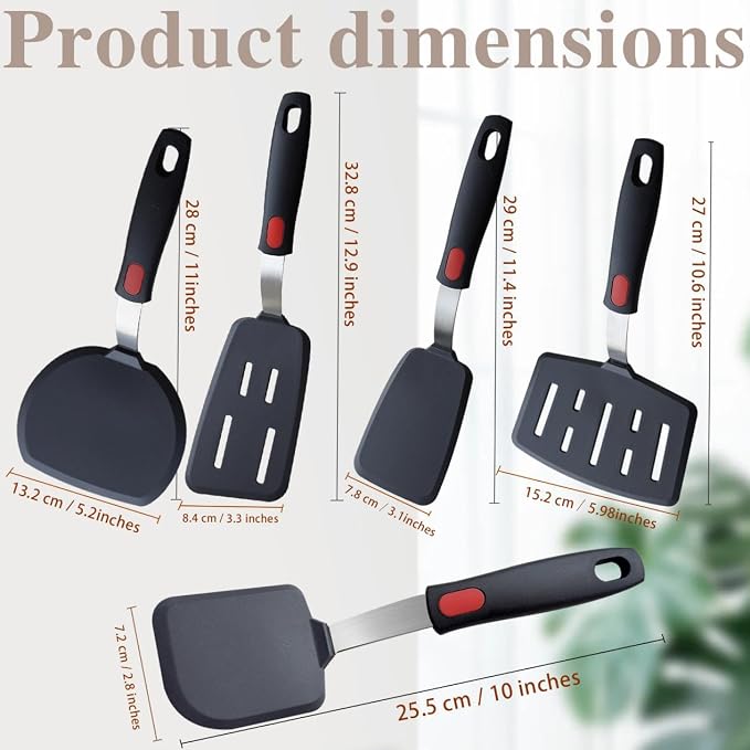 Silicone Spatula Set Turner, 600°F Heat Resistant Kitchen Cooking Utensils Set - Image 2