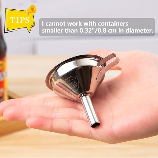 Small Funnels for Filling Bottles, Stainless Steel Small Kitchen Funnel Set of 3 - Image 5