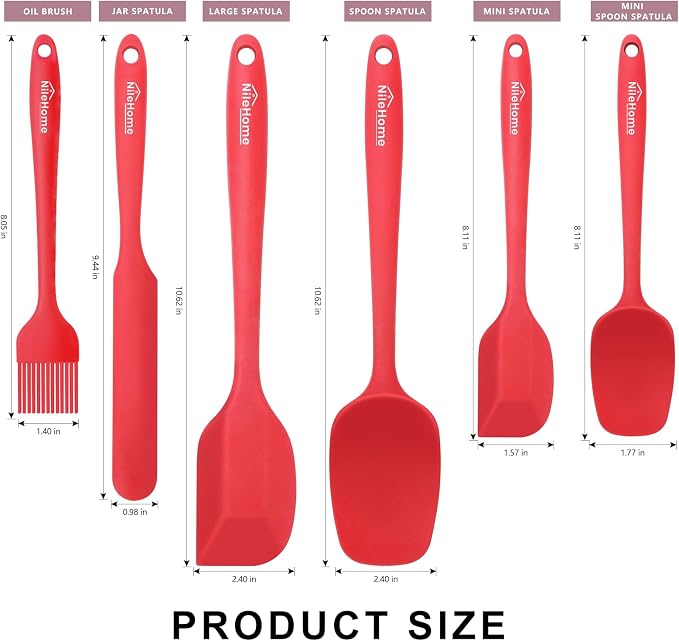 NileHome Silicone Spatula Set 6 Packs Food Grade Kitchen Utensils - Image 2