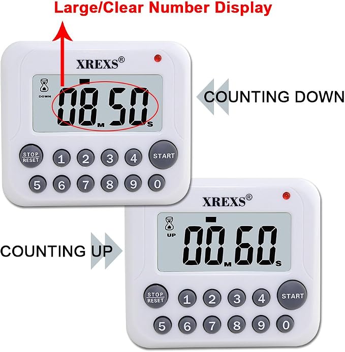 XREXS Digital Kitchen Timer Magnetic Countdown Up Cooking Timer Clock - Image 3