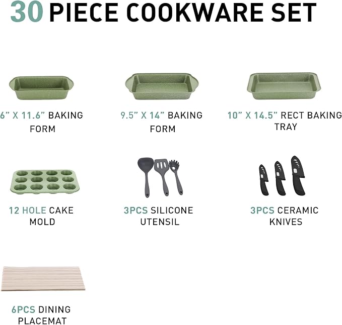 MAISON ARTS 30 Piece Pots and Pans Set Non Stick, Kitchen Cookware & Bakeware - Image 9
