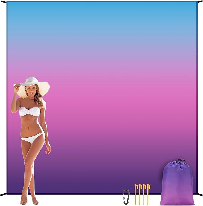 WIWIGO Beach Blanket Waterproof Sandproof Beach Mat 79" X 83"/10'x9'for 2-8 - Image 4