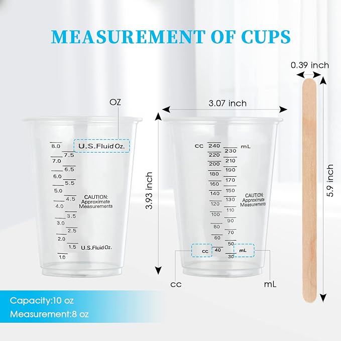 100 PACK Plastic Measuring Cups, 10 oz Disposable Mixing Cups - Image 7