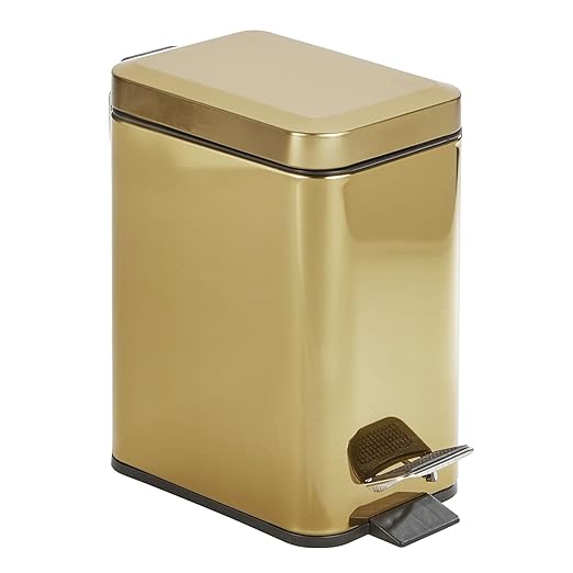 mDesign Slim Metal Rectangle 0.8 Gallon Trash Can by mDesign