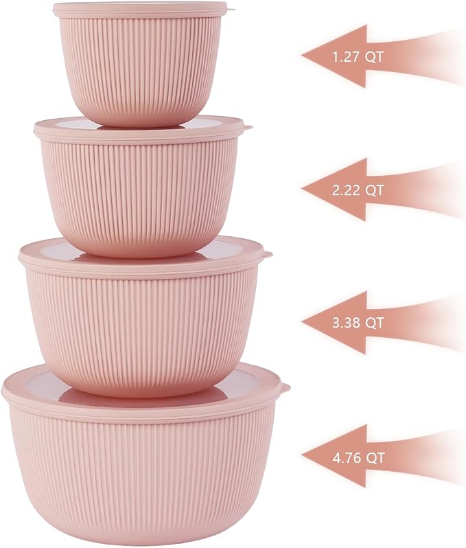 BoxedHome Mixing Bowls with Lids Set, 4 Packs BPA-Free Plastic Prep Bowls - Image 8