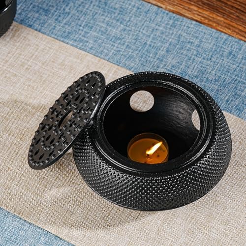 Sungmor Black Cast Iron Teapot Warmer - Base with Candle Holder