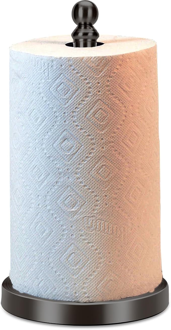 Black Paper Towel Holder Countertop, Standing Paper Towel Roll Holder by Exilon