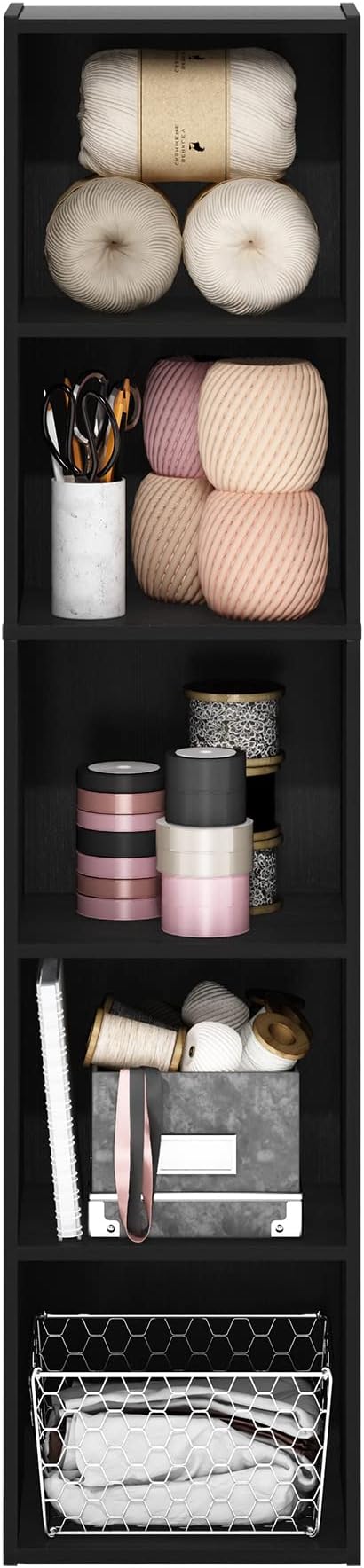Furinno PASIR Book Shelf, 5-Tier Modern Bookshelf, Open Shelves Bookcase 9 x 12 - Image 6