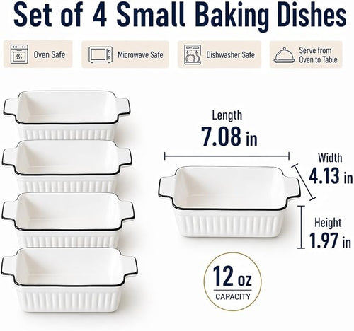 12 Oz Casserole Dish, Ceramic Baking Dishes Sets of 4, Small Casserole Dish - Image 2