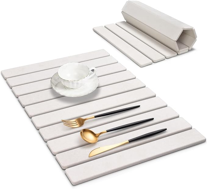 Large Stone Dish Drying Mats for Kitchen Counter, Fast Drying Collapsible Dish by tdcokhe