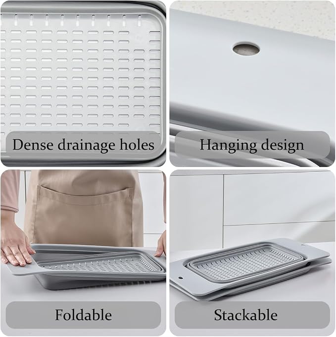 Collapsible Colander Silicone Kitchen Strainer, Over The Sink Strainer Basket - Image 4