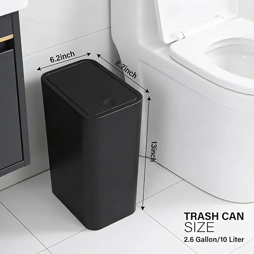 Compact Push-in Trash Can with Lid - Image 3