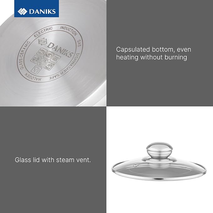 Daniks Classic 12-Piece Stainless Steel Cookware Set - Image 7