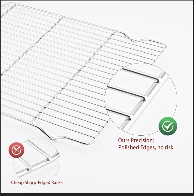 2-Pack Cooling Racks for Baking, 10x15 Inch Heavy Duty Stainless Steel Wire - Image 4