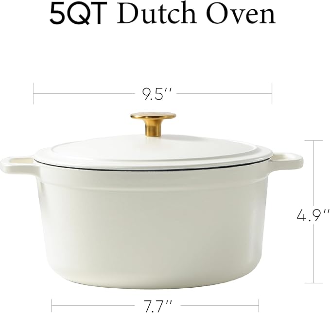 CAROTE 5QT Enameled Cast Iron Dutch Oven Pot - Image 2