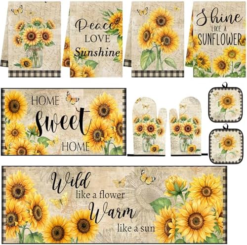 10 Pack Kitchen Decor and Accessories Set, Sunflower Fall