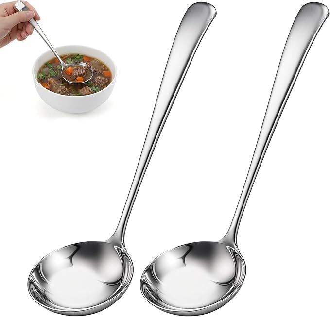 JJUNW 2 Pcs Small Silver 7.9 Inch Gravy Soup Ladle, Stainless Steel Sauce Ladle by Unknown