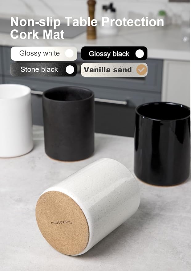 Nucookery Utensil Holder, 6.4" Ceramic Kitchen Utensil Holder - Image 2