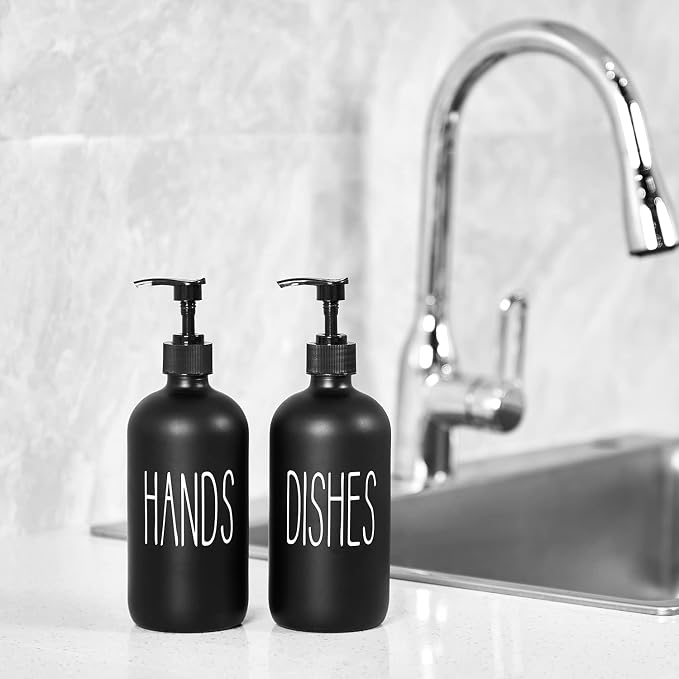 COHOSEGE Glass Soap Dispenser Set 2 Pack, Contains Hand and Dish Soap - Image 7