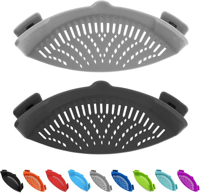 Clip on Kitchen Food Strainer for Spaghetti, Vegetables. Silicone Kitchen Food by Qiunizadila