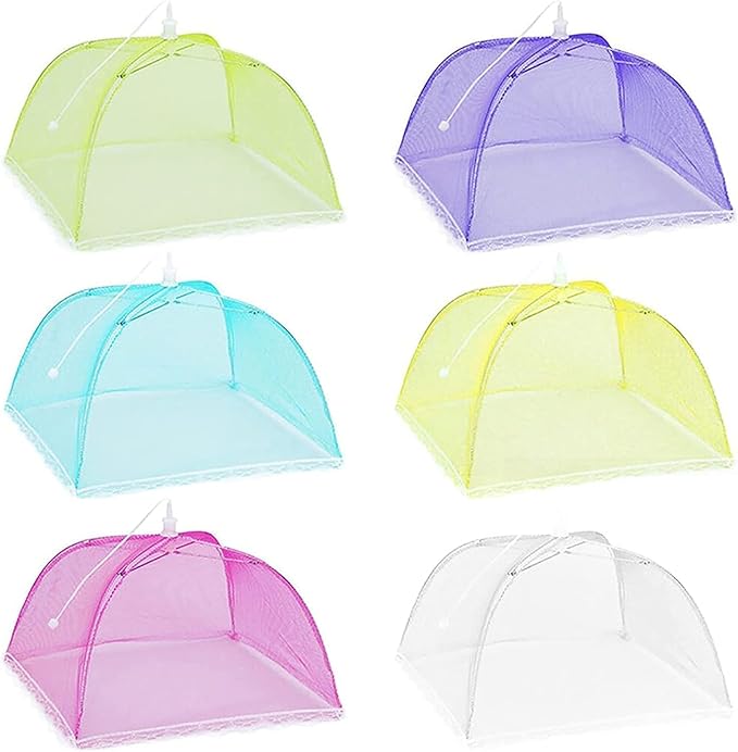 6 Pack Colored Mesh Food Cover Tents by Winknowl, Reusable and Collapsible by Winknowl