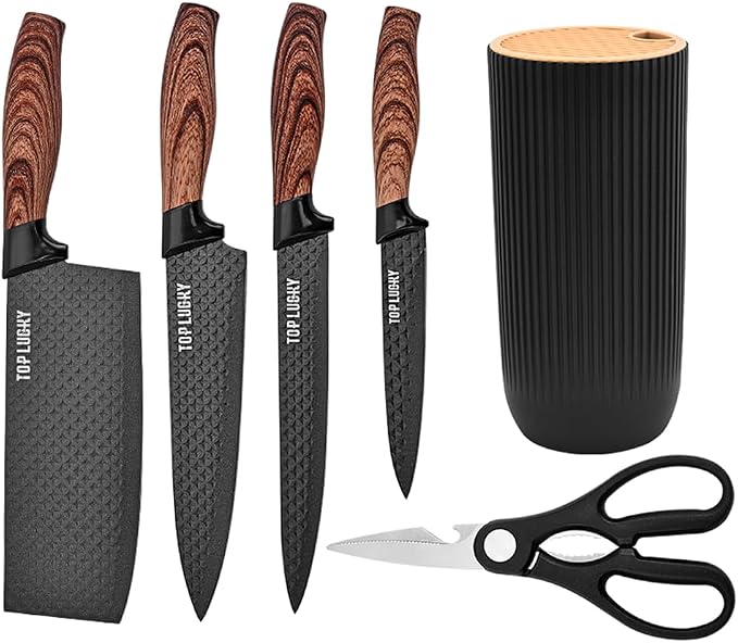 Knife Set, Wiztoynia 6-Piece Black Kitchen Knife Set - Image 8