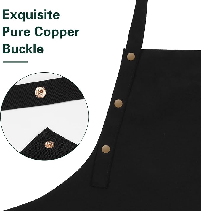 Apron for Men Women with Adjustable Straps and Large Pockets, Canvas Cotton - Image 2