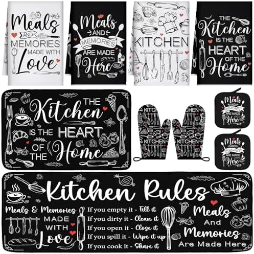 Fourluoo 10-Piece Black and White Kitchen Accessories Set