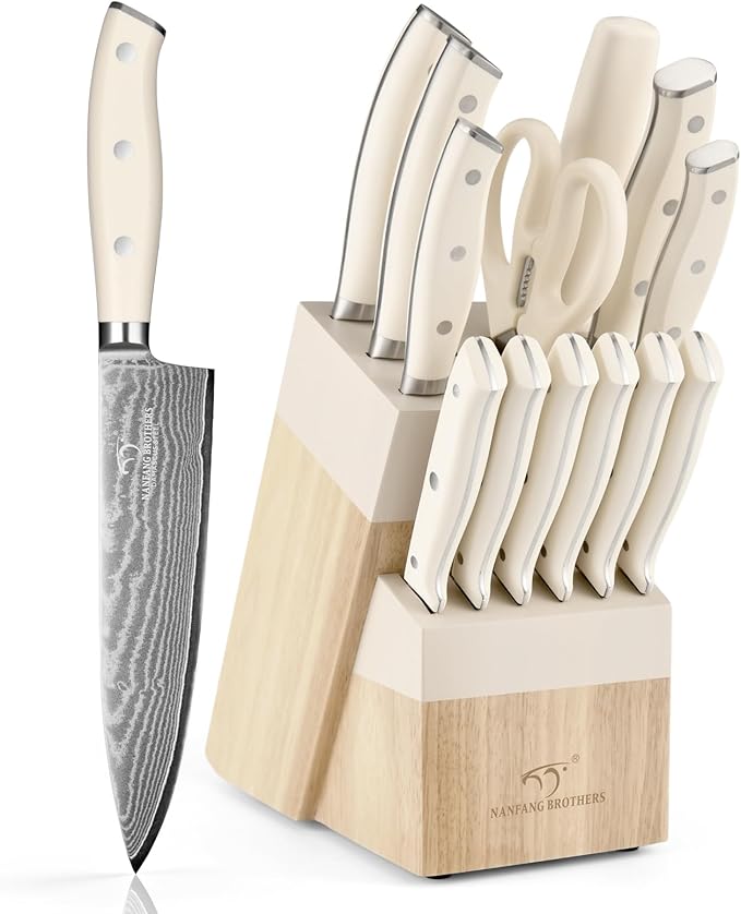 NANFANG BROTHERS Damascus Kitchen Knife Set 14 Pieces by NANFANGBROTHERS