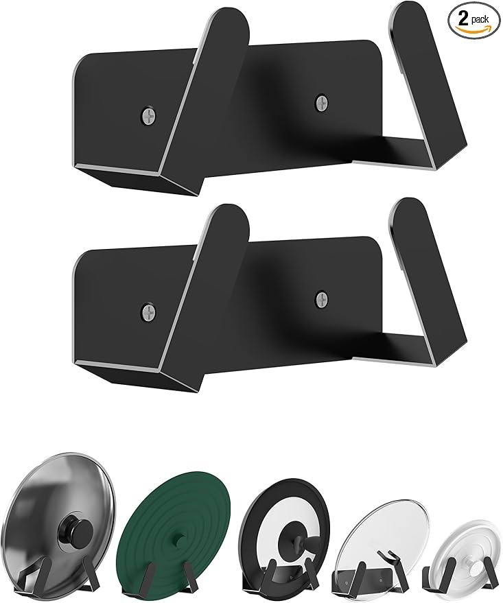 Pot Lid Organizer, 2 Pack Lid Holders Inside Cabinet, Wall Mount Rack Fit by NOTMBESTM