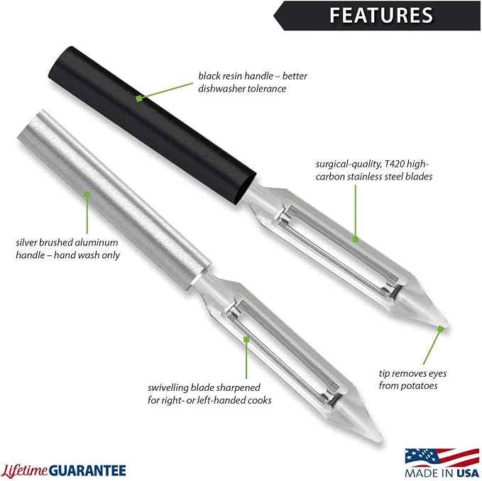 Rada Cutlery Vegetable Peeler, 1.75" Stainless Steel Swiveling Blade - Image 2
