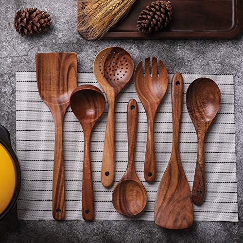 7-Piece Natural Wooden Kitchen Utensil Set