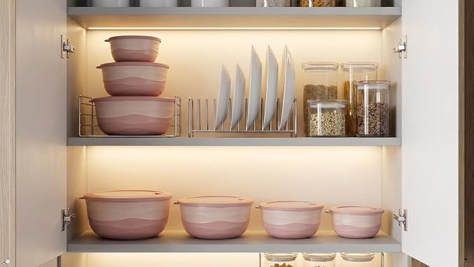 Pera Mixing Bowls with Lids Set, 8 Piece, BPA Free Nesting Kitchen Bowl Set - Image 9
