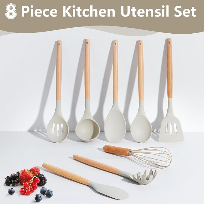 P&P CHEF Silicone Cooking Utensils Set, 8-Piece Kitchen Cooking Utensil - Image 5