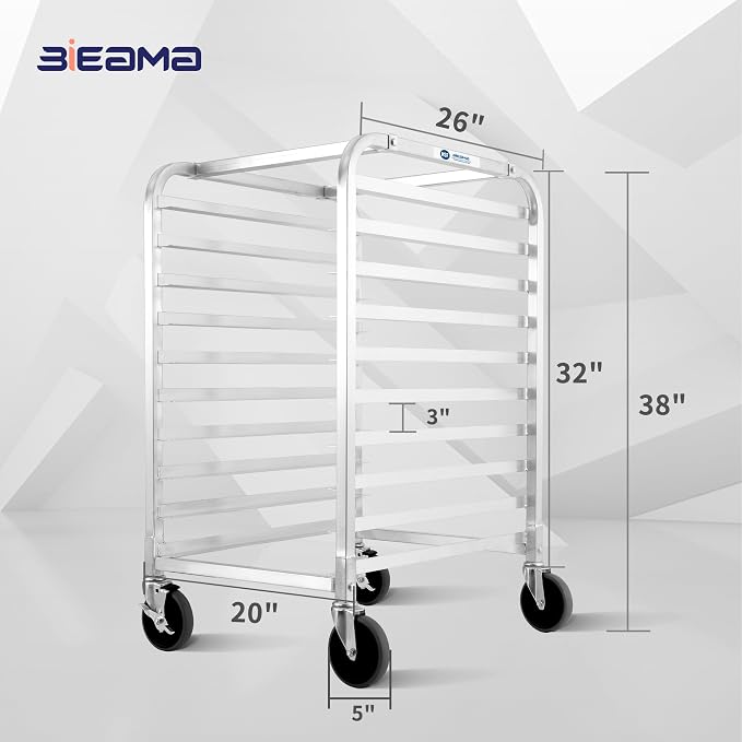 BIEAMA 10-Tier Sheet Pan Rack, NSF Bun Pan Rack, Aluminum Bakery Rack, Home - Image 2