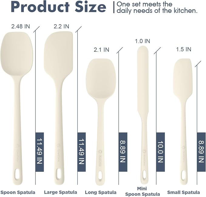 ChefAide 5 Pieces Silicone Spatula Set, Food Grade Rubber Spatula, Upgrade - Image 2