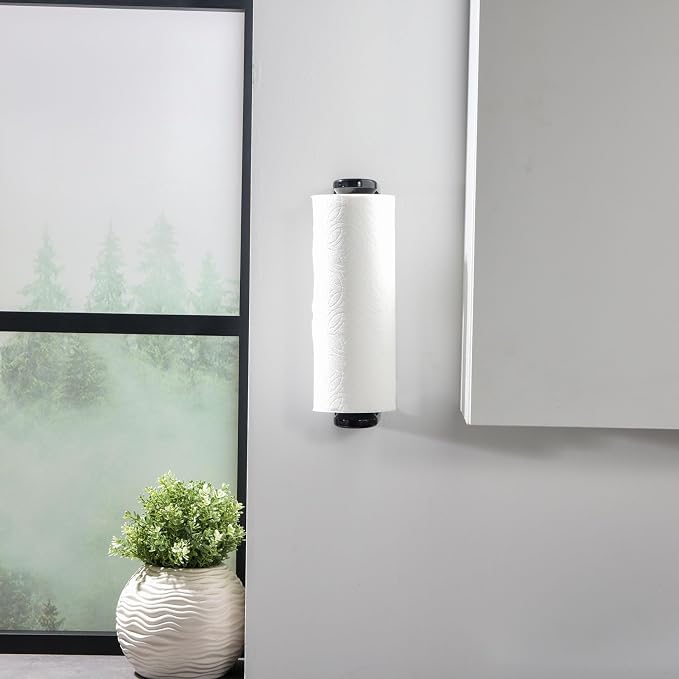 simpletome Paper Towel Holder Under Cabinet or Wall Mount ONE Hand Operation - Image 8