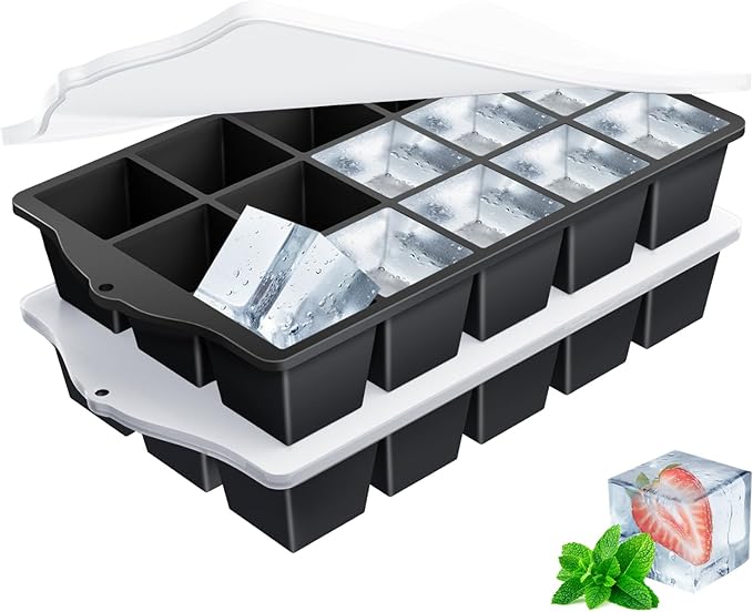 Ice Cube Trays for Freezer, 2 Pack Easy Release Slicone Ice Cube Tray by Unknown