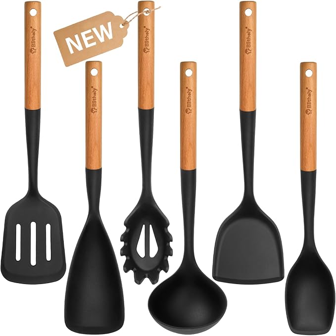 Large Silicone Kitchen Utensils Set, Heat Resistant and BPA Free Silicone by Blithely