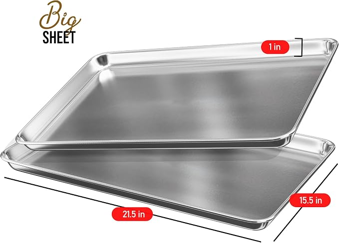 Eatex Aluminum Baking Sheet Set, 2 Pack Cookie Sheet Set, 21” x 15” Large - Image 2