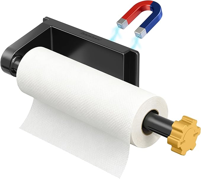 Magnetic Paper Towel Holder for Fridge Strong Magnet Black Kitchen Towel by Evemlceol