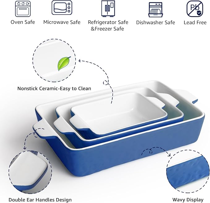 Casserole Dishes for Oven, Ceramic Baking Dishes, Lasagna Pan - Image 4