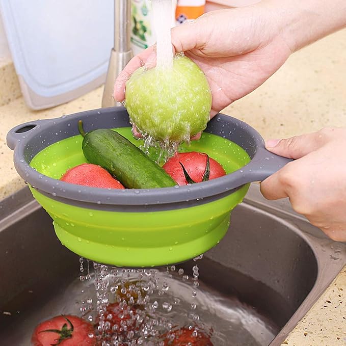 2 Pack Kitchen Foldable Silicone Strainer Colanders, Collapsible Colanders - Image 6