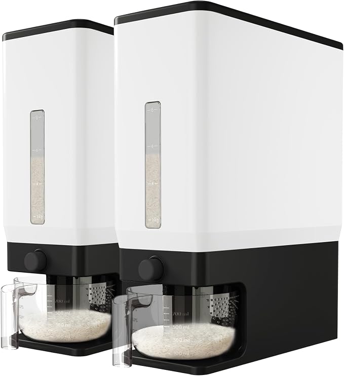 Lifewit 2 Pack Rice Dispenser 25 Lbs, Rice Storage Container Sealed Moisture by Lifewit