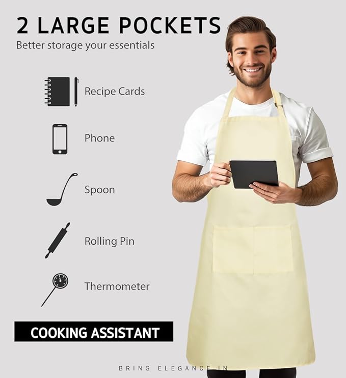 Syntus Apron for Men Women, Adjustable Cooking Kitchen Chef Aprons - Image 3