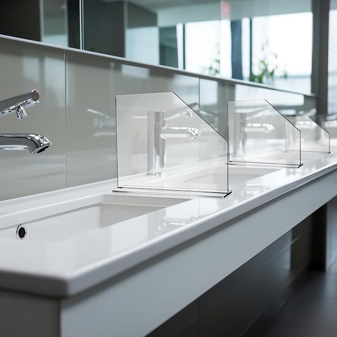 Vesici 2 Pcs Clear Acrylic Sink Splash Guard Freestanding Panel Barrier - Image 6