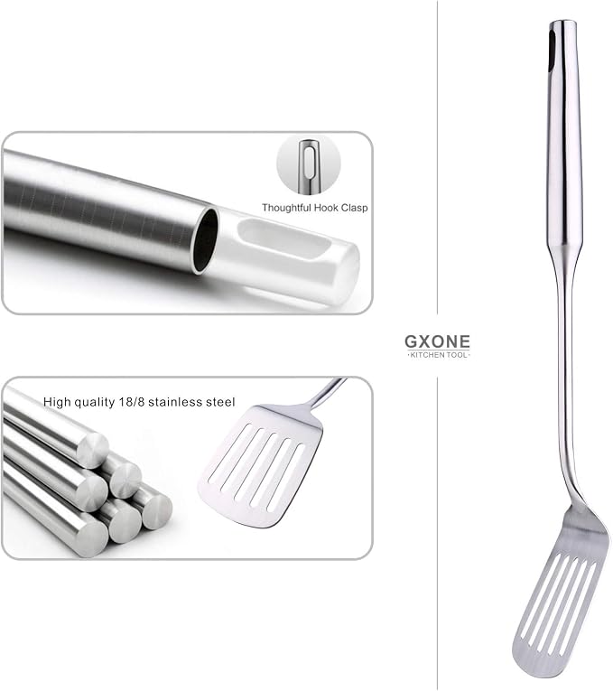 Stainless Steel Slotted Spatula, Cooking Utensil - Image 3